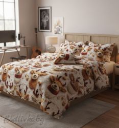 КОЛЕДЕН СПАЛЕН КОМПЛЕКТ  ЕЛЕНИ 5Д, 100% памук/ 5Д, ранфорс, 5 части