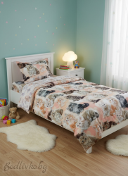 КОМПЛЕКТ ЗА ЕДИНИЧНО ЛЕГЛО ЗАБАВНИ КОТЕТА– 100% натурален памук (5Д Ранфорс), 3 части 