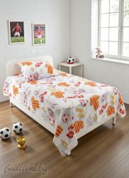 КОМПЛЕКТ ЗА ЕДИНИЧНО ЛЕГЛО ФУТБОЛ , 100% натурален памук (ПОПЛИН), 3 части