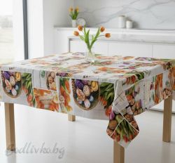 Великденска покривка, Лалета с яйца, Панама, размер 135/200см..