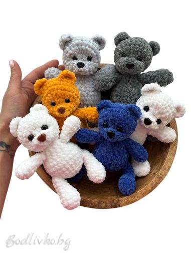 РЪЧНО ПЛЕТЕНА ИГРАЧКА, МИНИ МЕЧЕ, 15СМ., ПЛЮШЕНА ПРЕЖДА