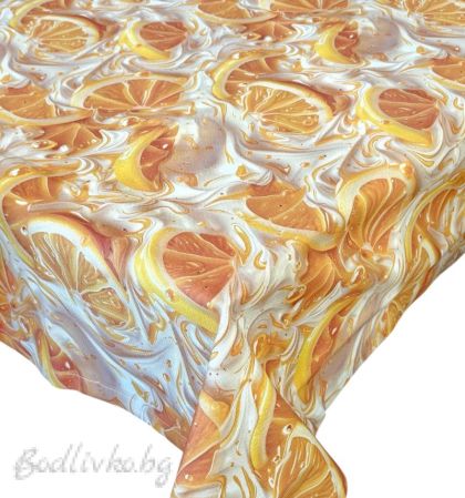 ПОКРИВКА ЗА МАСА ПОРТОКАЛИ В КАРАМЕЛ,  ХИДРОФОБИРАНА