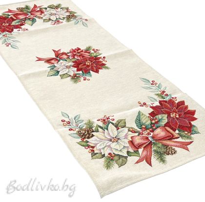 КОЛЕДЕН ЖАКАРДОВ ТИШЛАЙФЕР, ЦВЕТЯ 40/100 СМ.