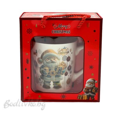 КОЛЕДНА ЧАША, ГОЛЯМА, ПОДАРЪЧНА ,С ЛЪЖИЧКА, 19/17 СМ.