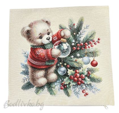 КАЛЪФКА за възглавничка, УКРАСЯВАЩО МЕЧЕ, ЖАКАРД,  45/45см.