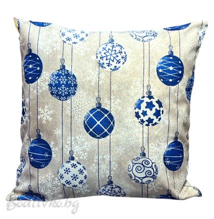 ДВУЛИЦЕВА КАЛЪФКА за възглавничка, СИНИ ТОПКИ , 45/45см.