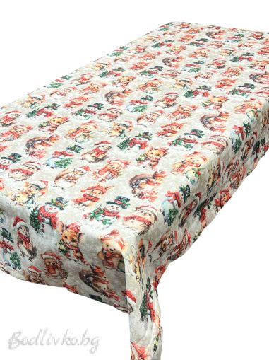 КОЛЕДНА ПОКРИВКА ЗА МАСА, Снежен човек с животинки