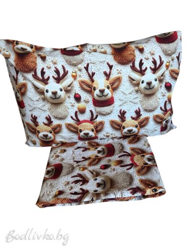 Коледен комплект ЗА ЕДИНИЧНО ЛЕГЛО ЕЛЕНЧЕТА– 100% натурален памук (5Д Ранфорс), 3 части 