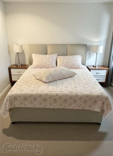 СПАЛЕН КОМПЛЕКТ НЕЖНИ РОЗИ В РОЗОВО,  100% натурален памук (ПОПЛИН), 4 части