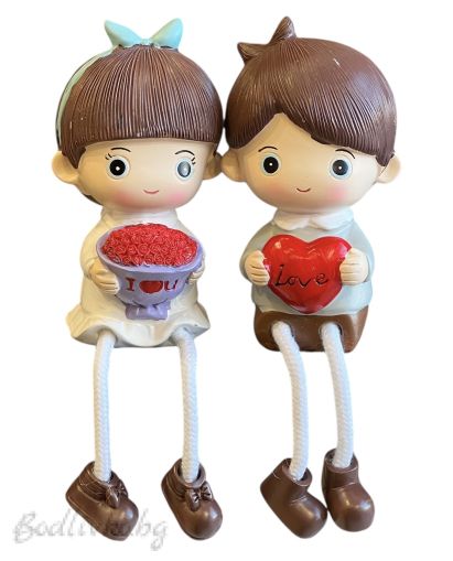 Фигурки момче и момиче със сърце - сладък подарък за любим човек, 17 см.!
