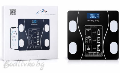 Електронен блутут стъклен кантар за измерване на тегло и замерване, 26 см.