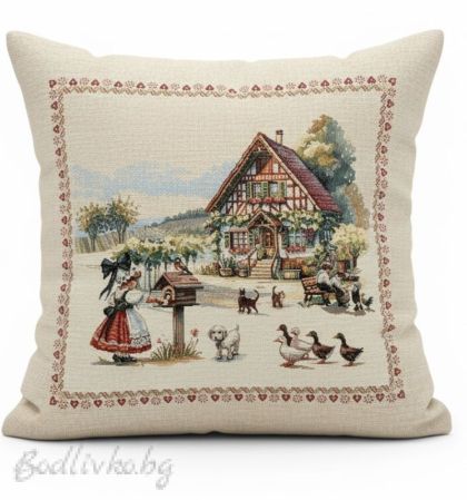 КАЛЪФКА за възглавничка, Китно селце, 45/45см.