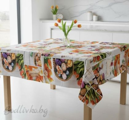 Великденска покривка, Лалета с яйца, Панама, размер 135/200см..