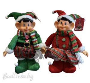 ТЕКСТИЛНА КОЛЕДНА ИГРАЧКА "ПИНОКИО", РАЗТЕГАТЕЛНИ КРАКА, ДО 45 СМ.