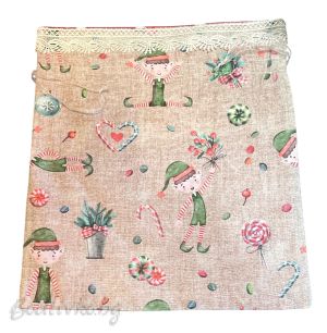 Коледна торбичка за подарък, handmade, с връзки за затваряне, 38х32 см.