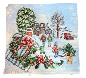 КАЛЪФКА за възглавничка, КОЛЕДЕН ПОРТРЕТ,  45/45см.