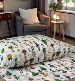 Коледен спален комплект за единично легло "ЛЕШНИКОТРОШАЧИ"- 100% памук (Ранфорс), 3 части 