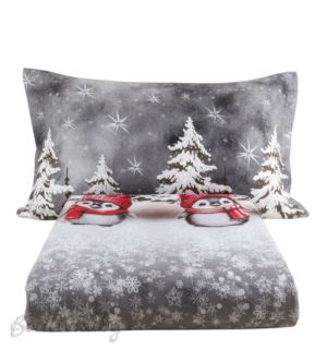 КОЛЕДЕН СПАЛЕН КОМПЛЕКТ "БУХАЛИ", 100% ПАМУЧЕН САТЕН, 4 части 