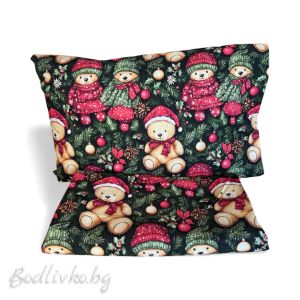 Коледен комплект ЗА ЕДИНИЧНО ЛЕГЛО Мечета– 100% натурален памук (5Д Ранфорс), 3 части 