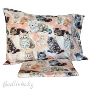 КОМПЛЕКТ ЗА ЕДИНИЧНО ЛЕГЛО ЗАБАВНИ КОТЕТА– 100% натурален памук (5Д Ранфорс), 3 части 