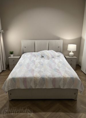 СПАЛЕН КОМПЛЕКТ ЛИЛАВО- СИНИ НЮАНСИ,  100% натурален памук (ПОПЛИН), 4 части