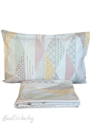 СПАЛЕН КОМПЛЕКТ РОЗОВИ НЮАНСИ,  100% натурален памук (ПОПЛИН), 4 части