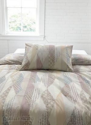 КОМПЛЕКТ ЗА ЕДИНИЧНО ЛЕГЛО ЛИЛАВО- СИНИ НЮАНСИ , 100% натурален памук (ПОПЛИН), 3 части