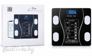 Електронен блутут стъклен кантар за измерване на тегло и замерване, 26 см.