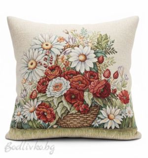 КАЛЪФКА за възглавничка, Цветя в кошничка, 45/45см.