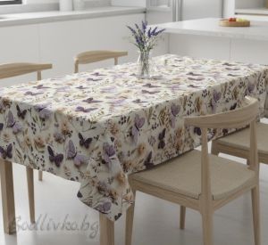 ПОКРИВКА ЗА МАСА, Лилави пеперуди, ХИДРОФОБИРАНА