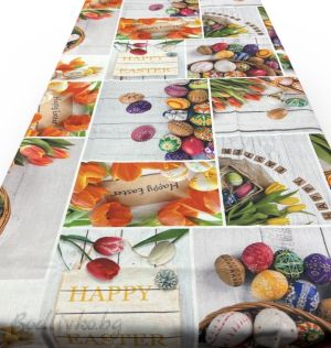 Великденска покривка, Лалета с яйца, Панама, размер 135/200см..