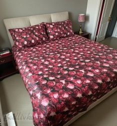 СПАЛЕН КОМПЛЕКТ, Червени рози, 100% памук/ 5Д, ранфорс, 4 части