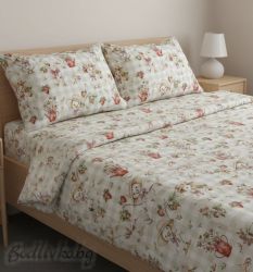 СПАЛЕН КОМПЛЕКТ, ВЕСЕЛИТЕ ГЪСКИ,  100% натурален памук (ПОПЛИН), 4 части