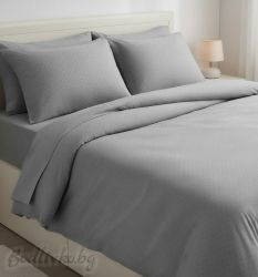 СПАЛЕН КОМПЛЕКТ, Ситни сиви точки,  100% натурален памук (ПОПЛИН), 4 части