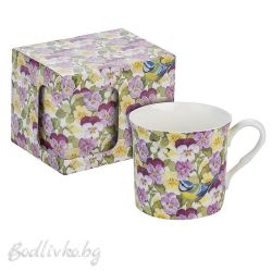 Порцеланова чаша за кафе с чинийка, в кутия, 200мл., Теменужки