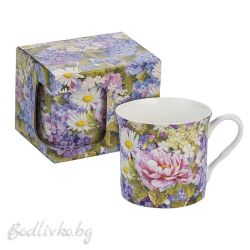 Порцеланова чаша за кафе с чинийка, в кутия, 200мл., Маргаритки