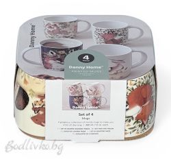 Комплект порцеланови чаши 460мл. с животинчета, Danny Home, 4 броя в опаковка