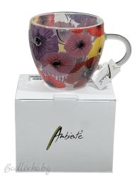 Двустенна стъклена чаша, Ambiente, Макове, 200мл.