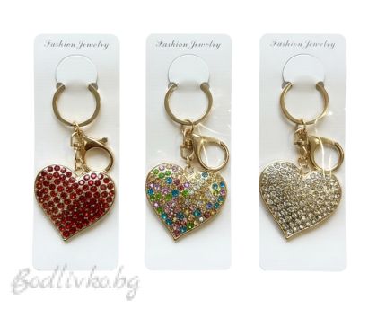 Ключодържател с пайети, сърце, със закачалчица