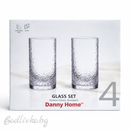Стъклени чаши, 4 броя, Danny Home, 550мл.