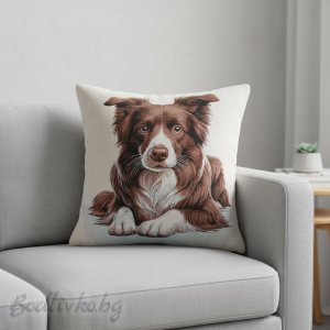 КАЛЪФКА за възглавничка, КУЧЕ КОЛИ,  45/45см.