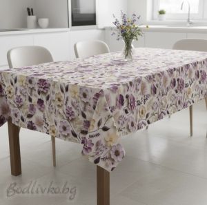 ПОКРИВКА ЗА МАСА, Лилави цветя, ХИДРОФОБИРАНА