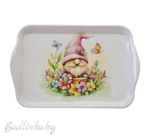 Пластмасов поднос Ambiente, Гномче с цветя, 21x13см.