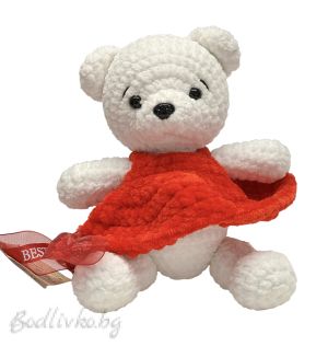 Мече, Ръчно изработено, Бяла Марта, 18см.