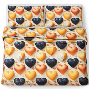 СПАЛЕН КОМПЛЕКТ, Балонени сърца, 100% памук/ 5Д, ранфорс, 4 части