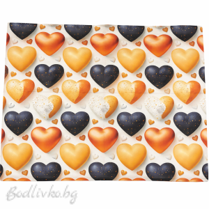 Спален комплект за единично легло, Балонни сърца, 100% памук/ 5Д, ранфорс, 3 части