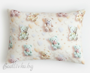 КАЛЪФКА за възглавница, Мечета със сърца, 50/70см. 