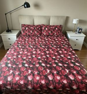 СПАЛЕН КОМПЛЕКТ, Червени рози, 100% памук/ 5Д, ранфорс, 4 части