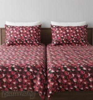 СПАЛЕН КОМПЛЕКТ, Червени рози, 100% памук/ 5Д, ранфорс, 4 части