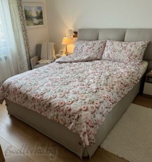 СПАЛЕН КОМПЛЕКТ, Рози с панделки, 100% памук/ 5Д, ранфорс, 4 части